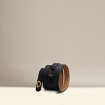 OLEADA NYC Apparel and Accessories > Women > Small Leather Goods > Leather Belt Color_Black Sunrise Reversible Belt