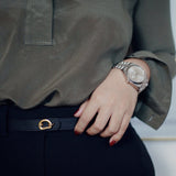 OLEADA NYC Apparel and Accessories > Women > Small Leather Goods > Leather Belt Color_Black Sunrise Reversible Belt