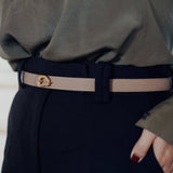 OLEADA NYC Apparel and Accessories > Women > Small Leather Goods > Leather Belt Color_Black Sunrise Reversible Belt