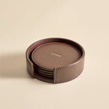 OLEADA NYC Apparel and Accessories > Women > Small Leather Goods > Leather Cardholder Color_Chocolate Sip N Stay Coasters (Set of 4)