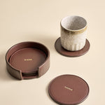 OLEADA NYC Apparel and Accessories > Women > Small Leather Goods > Leather Cardholder Sip N Stay Coasters (Set of 4)