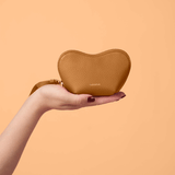 OLEADA NYC Apparel and Accessories > Women > Small Leather Goods > Leather Case Color_Honey Mini Le Coeur Pouch