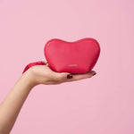 OLEADA NYC Apparel and Accessories > Women > Small Leather Goods > Leather Case Color_Poppy Mini Le Coeur Pouch