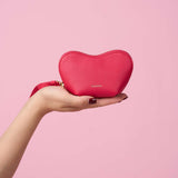 OLEADA NYC Apparel and Accessories > Women > Small Leather Goods > Leather Case Color_Poppy Mini Le Coeur Pouch