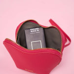 OLEADA NYC Apparel and Accessories > Women > Small Leather Goods > Leather Case Color_Poppy Mini Le Coeur Pouch