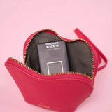 OLEADA NYC Apparel and Accessories > Women > Small Leather Goods > Leather Case Color_Poppy Mini Le Coeur Pouch