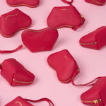 OLEADA NYC Apparel and Accessories > Women > Small Leather Goods > Leather Case Color_Poppy Mini Le Coeur Pouch
