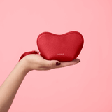 OLEADA NYC Apparel and Accessories > Women > Small Leather Goods > Leather Case Color_Scarlet Mini Le Coeur Pouch