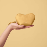 OLEADA NYC Apparel and Accessories > Women > Small Leather Goods > Leather Case Color_Yolk Mini Le Coeur Pouch