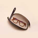 OLEADA NYC Apparel and Accessories > Women > Small Leather Goods > Leather Glasses Case Color_Cocoa Wavy Case