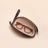 OLEADA NYC Apparel and Accessories > Women > Small Leather Goods > Leather Glasses Case Color_Cocoa Wavy Case