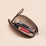 OLEADA NYC Apparel and Accessories > Women > Small Leather Goods > Leather Glasses Case Color_Cocoa Wavy Case