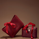 OLEADA NYC Apparel and Accessories > Women > Small Leather Goods > Leather Hand Bag Color_Scarlet Book Tote