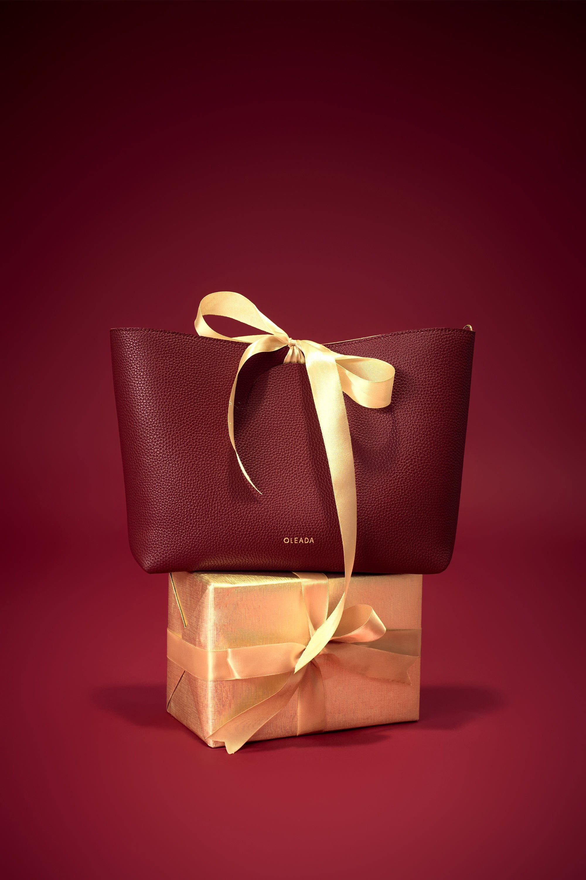 OLEADA NYC Apparel and Accessories > Women > Small Leather Goods > Leather Hand Bag Color_Scarlet Easy Book Tote