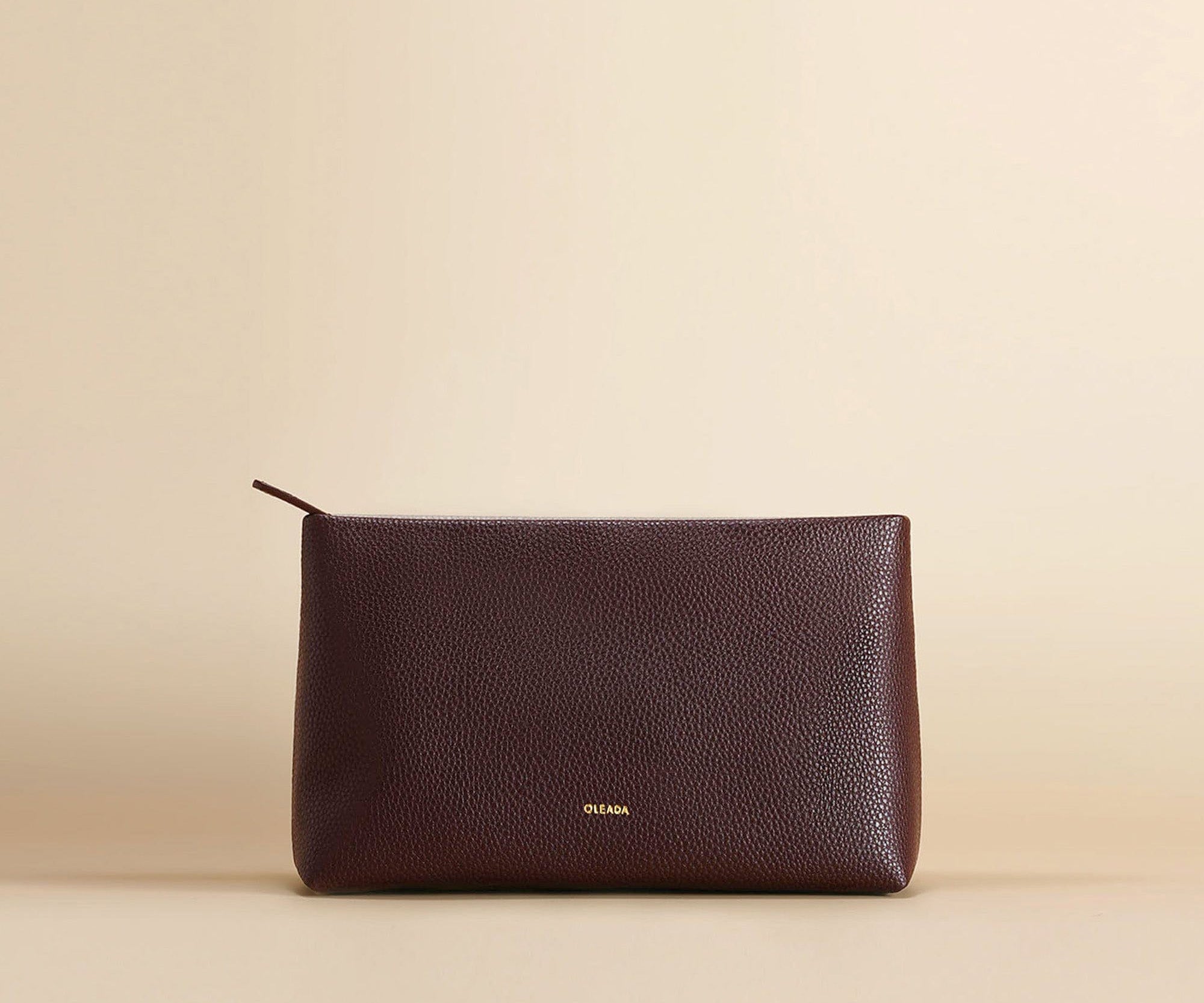 OLEADA NYC Apparel and Accessories > Women > Small Leather Goods > Leather Passport Holder Color_Cocoa Jetsetter Toiletry Bag