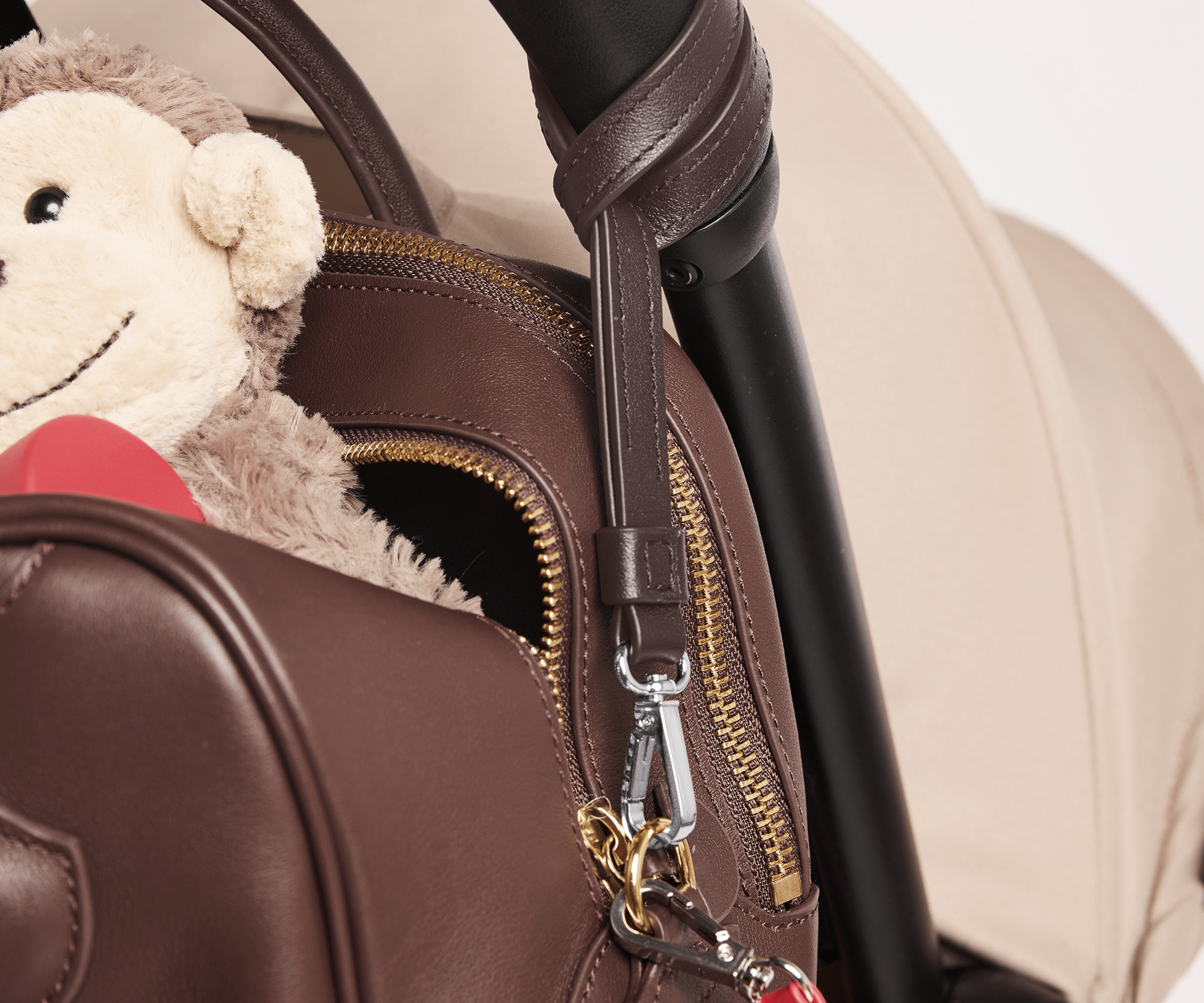 OLEADA NYC Apparel and Accessories > Women > Small Leather Goods >Leather Strap Color_Cocoa Stroll Link Strap (Set of 2)