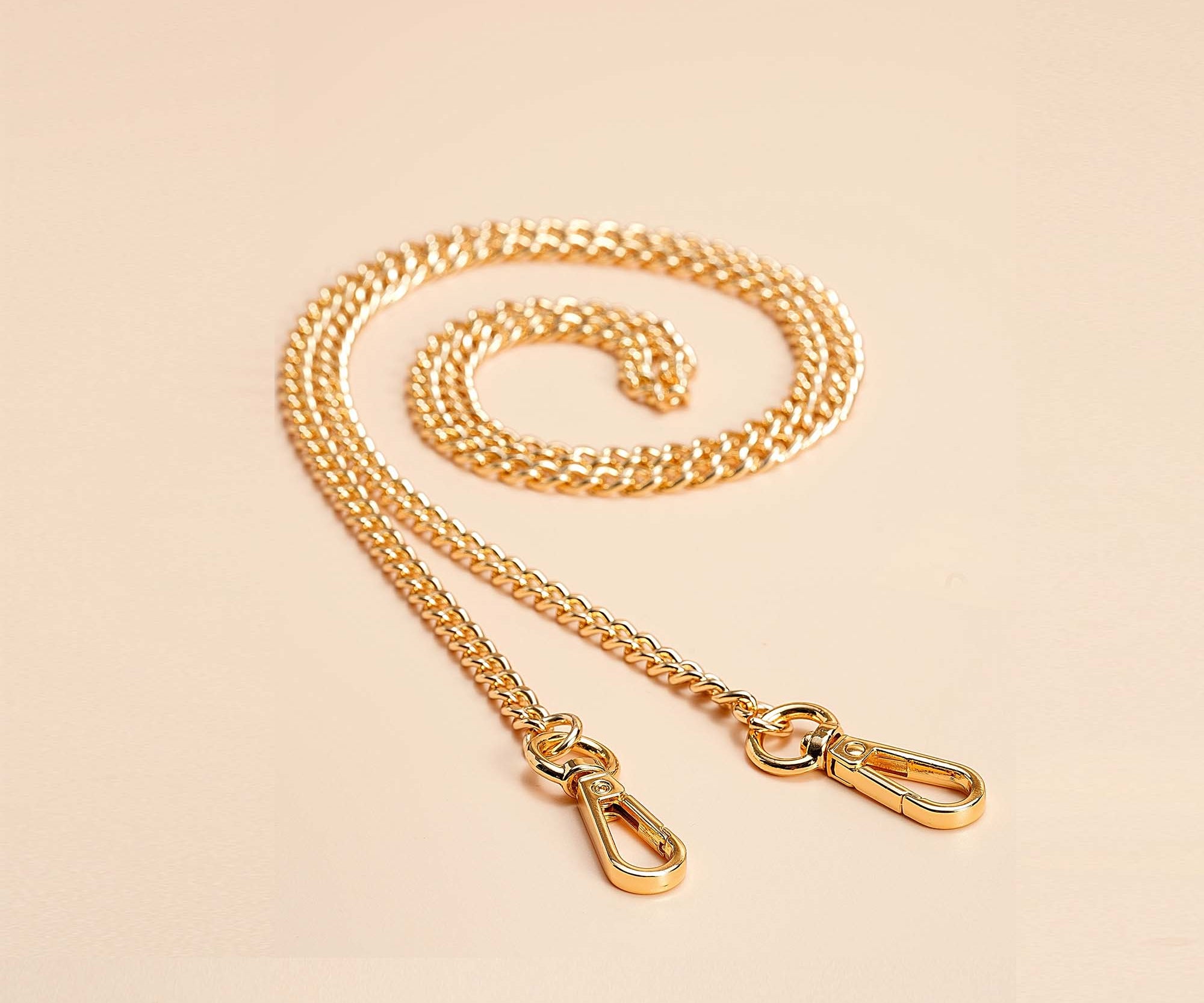 OLEADA NYC Apparel and Accessories > Women > Small Leather Goods > Leather Strap Color_Gold Chain Bag Strap