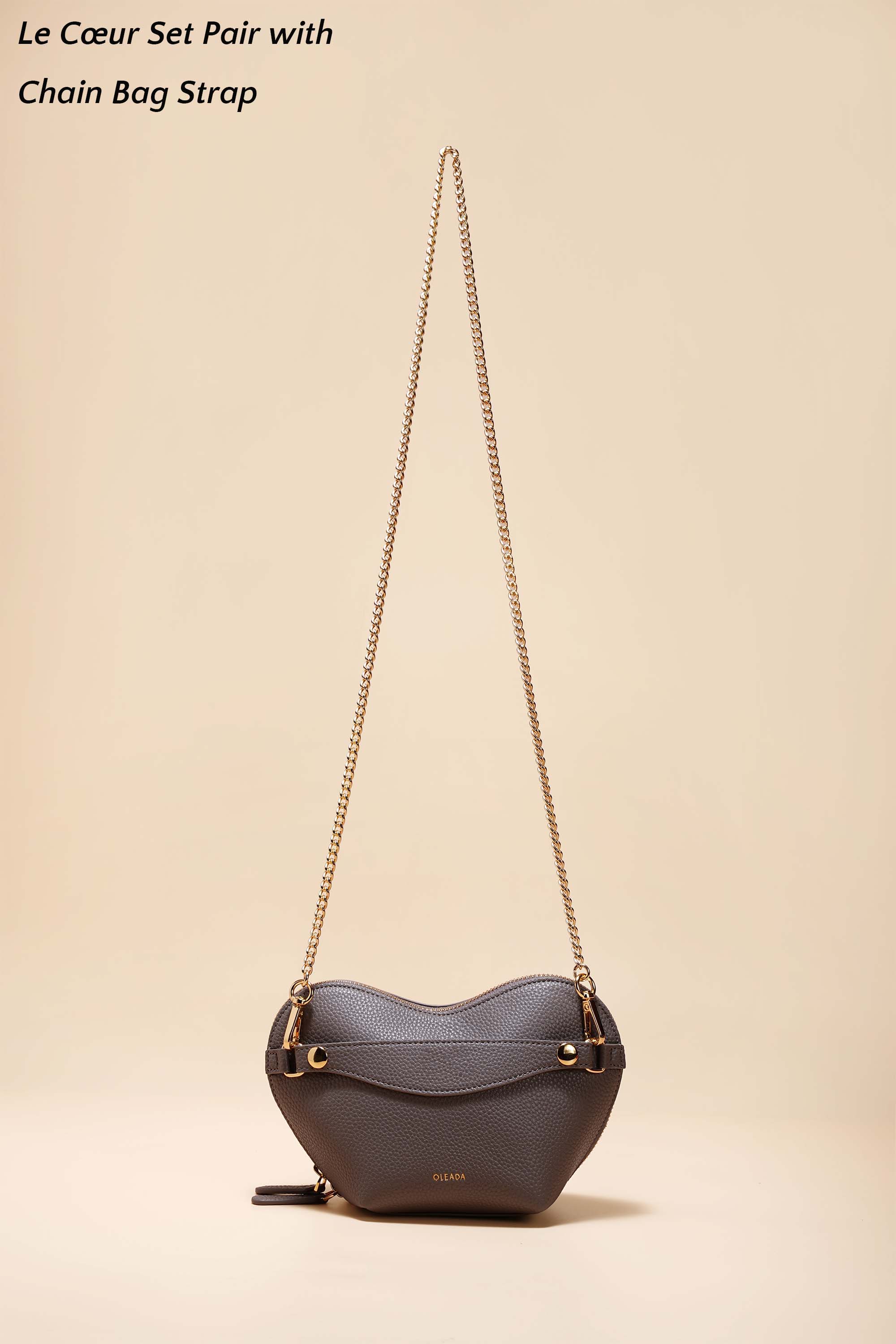 OLEADA NYC Apparel and Accessories > Women > Small Leather Goods > Leather Strap Color_Gold Chain Bag Strap