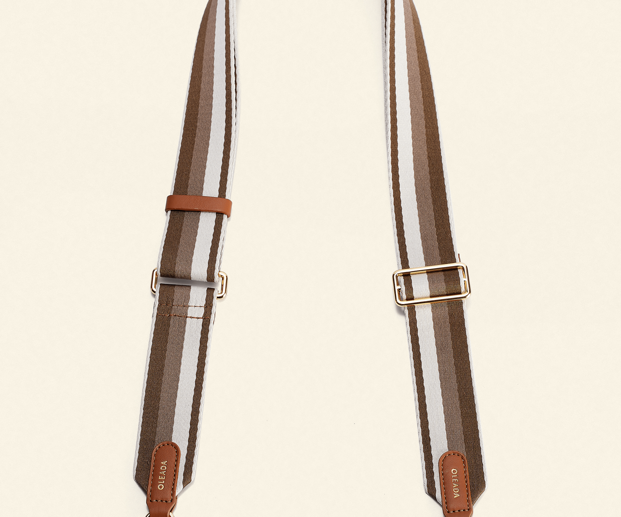 OLEADA NYC Apparel and Accessories > Women > Small Leather Goods > Leather Strap Color_Latte Canal Bag Strap