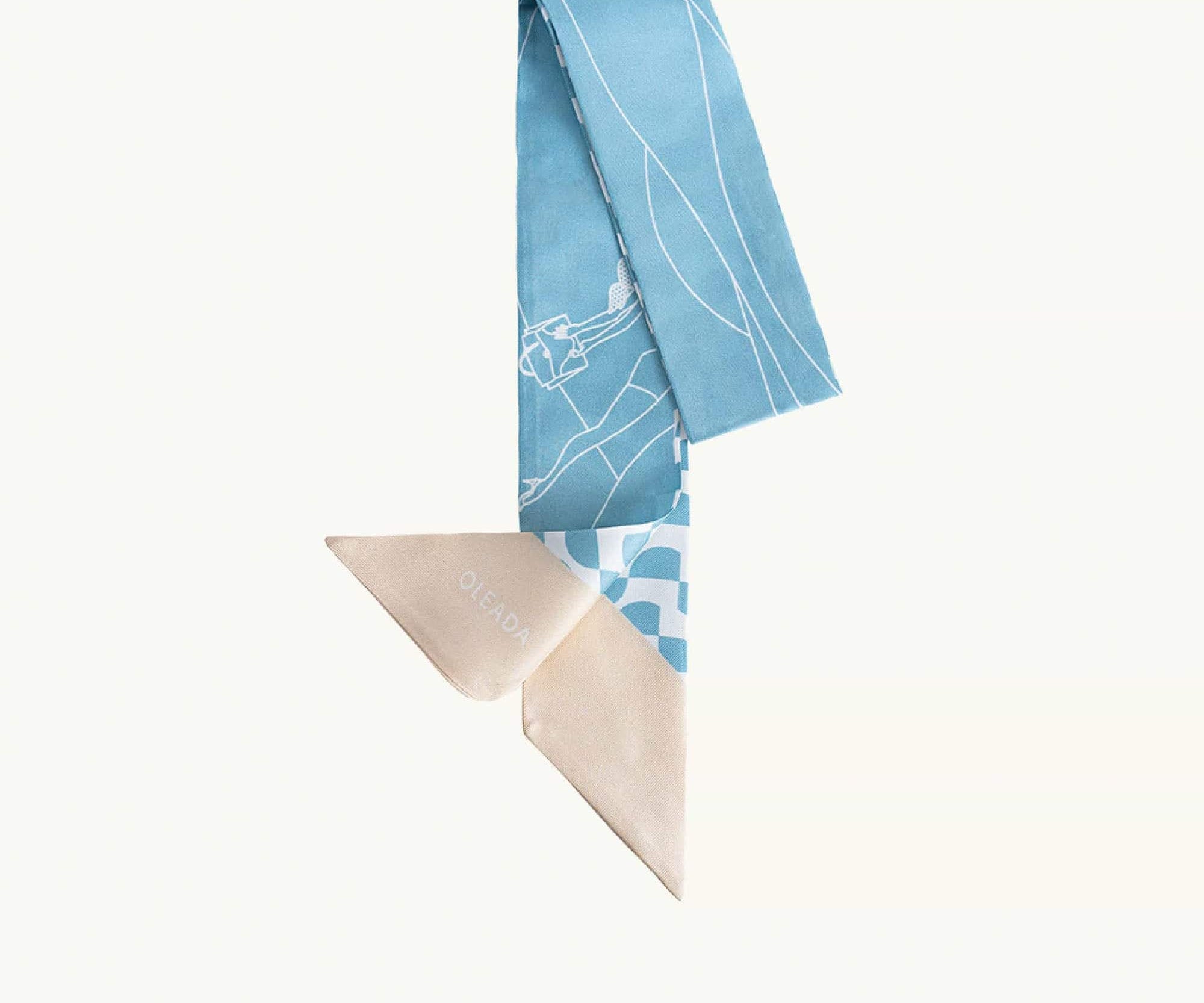 OLEADA NYC Apparel and Accessories > Women > Work Bag > Leather Handbag > Shoulder Bag Color_Porcelain Blue Roman Twilly Scarf