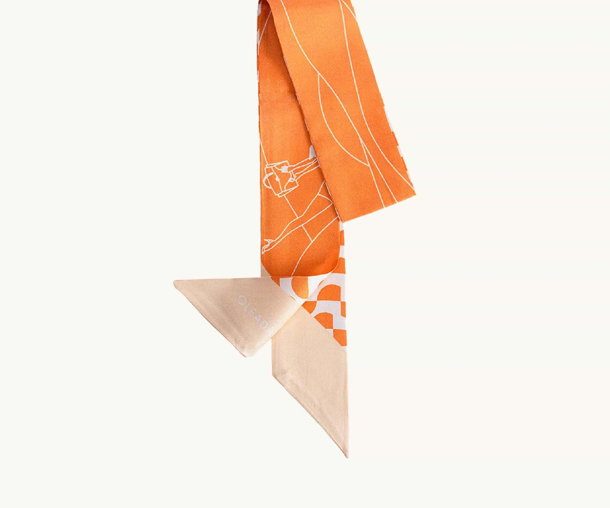 OLEADA NYC Apparel and Accessories > Women > Work Bag > Leather Handbag > Shoulder Bag Color_Tangerine Roman Twilly Scarf