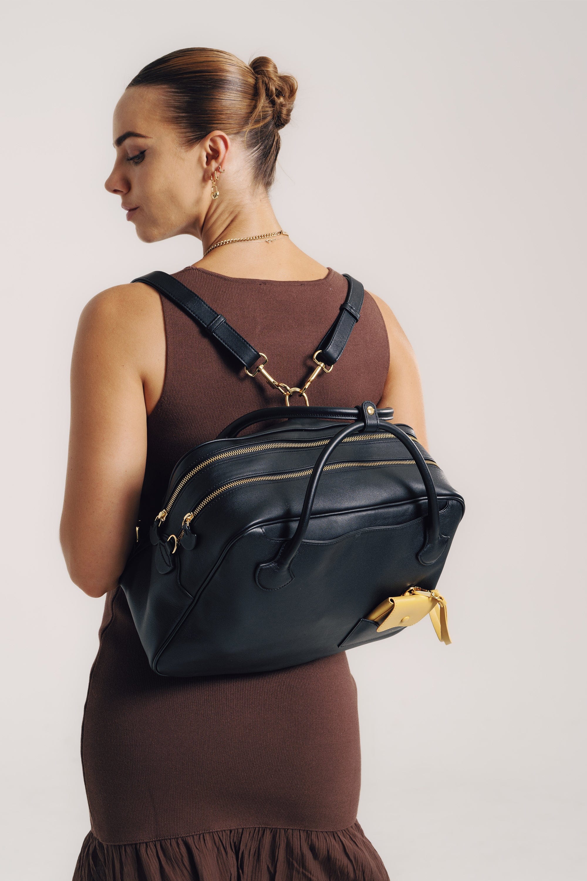 OLEADA NYC Backpack> Leather Backpack For Women > Handbag > Convertible To Shoulder Bag > Fits 14" laptop> Marina Carryall