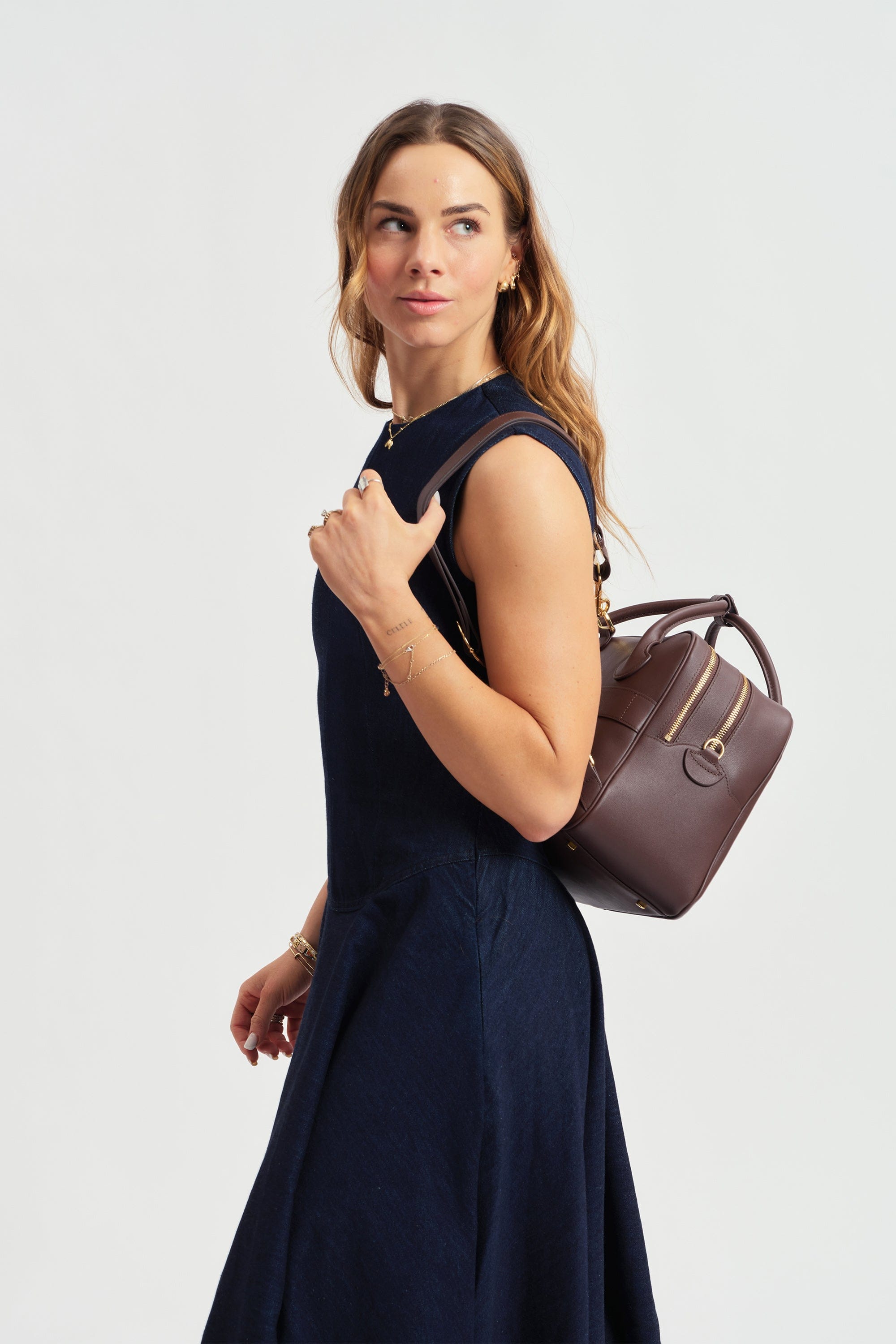 OLEADA NYC Backpack> Leather Backpack For Women > Handbag > Convertible To Shoulder Bag > Fits 14" laptop> Marina Carryall