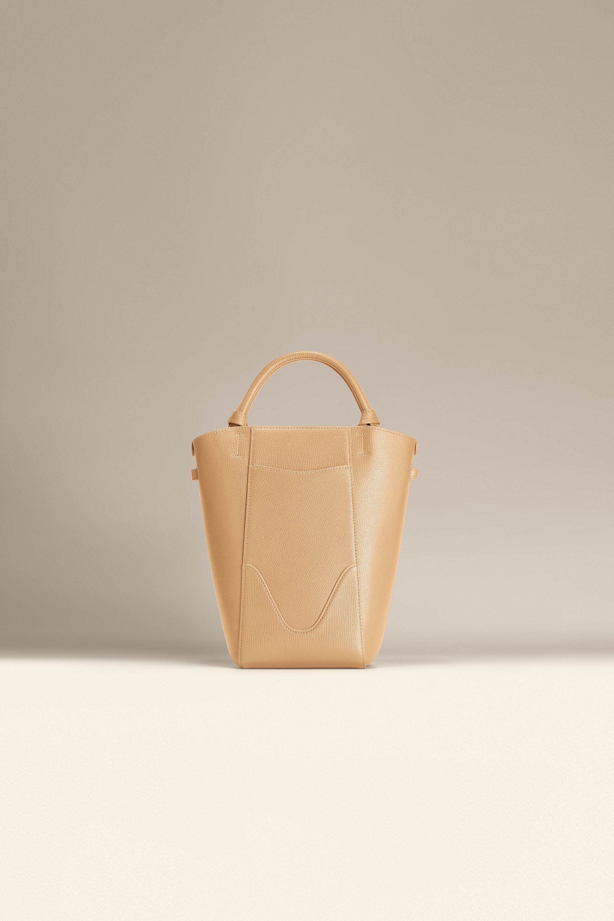 OLEADA NYC Bucket Bag > Leather Tote Bag For Women > Compact Capacity Handbag > Convertible To Shoulder Bag > Tablet-friendly work bag Color_Champagne Mini Marina Bucket