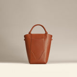 OLEADA NYC Bucket Bag > Leather Tote Bag For Women > Compact Capacity Handbag > Convertible To Shoulder Bag > Tablet-friendly work bag Color_Chestnut Mini Marina Bucket