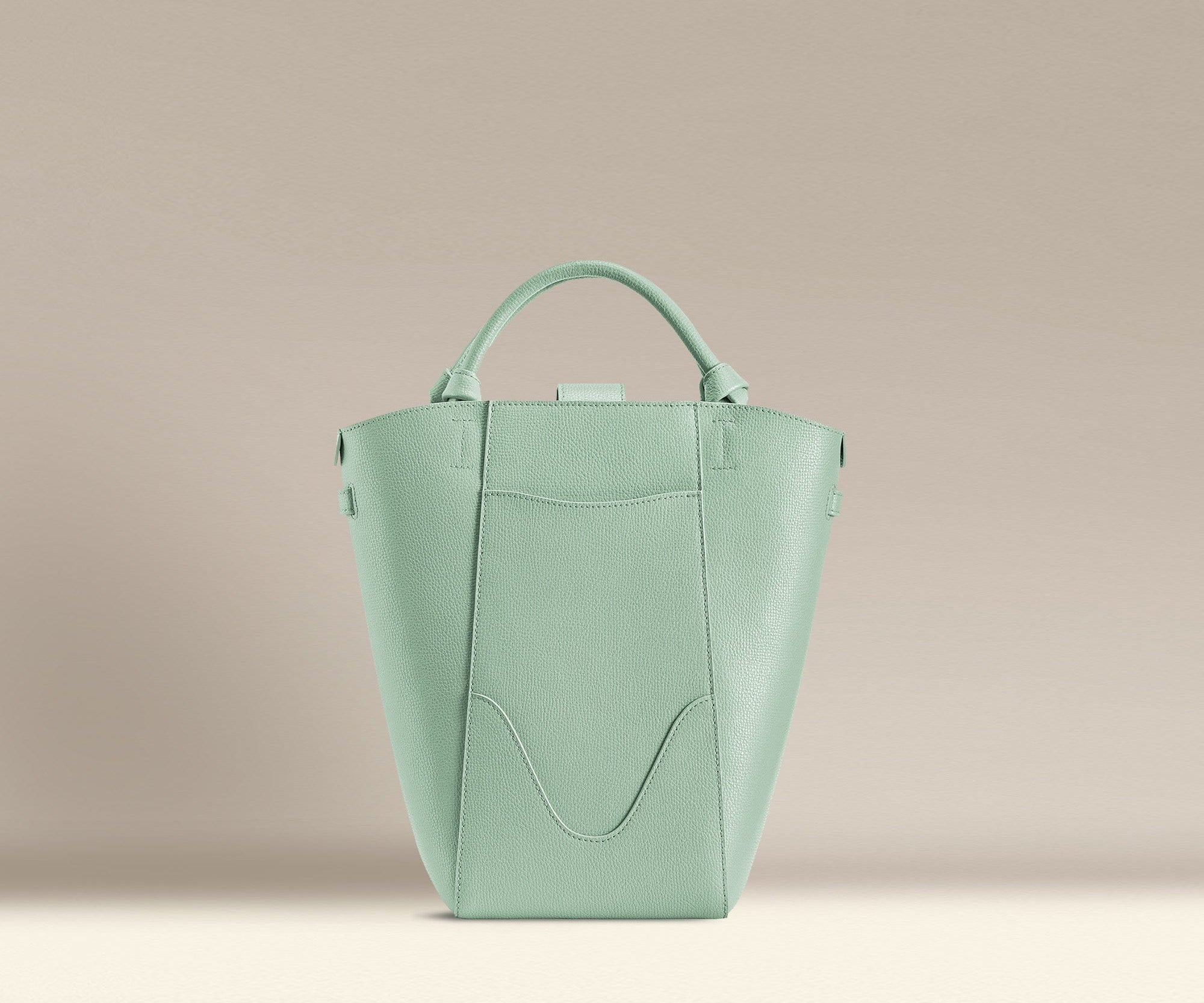 OLEADA NYC Bucket Bag > Leather Tote Bag For Women > Compact Capacity Handbag > Convertible To Shoulder Bag > Tablet-friendly work bag Color_Mint Mini Marina Bucket