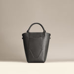 OLEADA NYC Bucket Bag > Leather Tote Bag For Women > Compact Capacity Handbag > Convertible To Shoulder Bag > Tablet-friendly work bag Color_Onyx Mini Marina Bucket