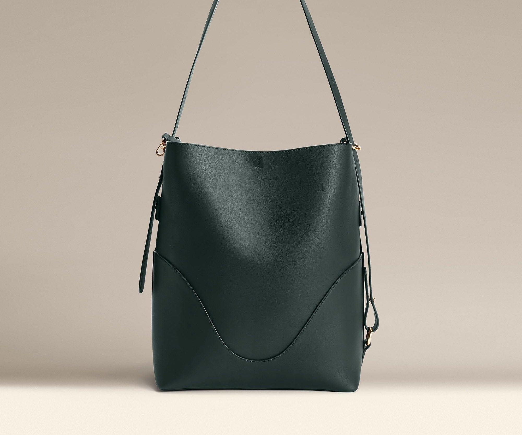 OLEADA NYC Bucket Bag > Leather Tote Bag For Women > Large Capacity Handbag > Convertible To Shoulder Bag > stylish 14 inch laptop bag Color_Forest Marina Soft Bucket