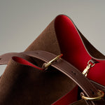 OLEADA NYC Bucket Bag > Leather Tote Bag For Women > Large Capacity Handbag > Convertible To Shoulder Bag > stylish 14 inch laptop bag Color_Mocha Marina Soft Bucket