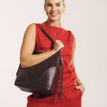 OLEADA NYC Bucket Bag > Leather Tote Bag For Women > Large Capacity Handbag > Convertible To Shoulder Bag > stylish 14 inch laptop bag Color_Mocha Marina Soft Bucket