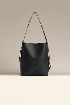 OLEADA NYC Bucket Bag > Leather Tote Bag For Women > Large Capacity Handbag > Convertible To Shoulder Bag > stylish 14 inch laptop bag Color_Onyx Marina Soft Bucket Leather