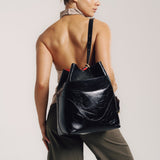 OLEADA NYC Bucket Bag > Leather Tote Bag For Women > Large Capacity Handbag > Convertible To Shoulder Bag > stylish 14 inch laptop bag Marina Soft Bucket