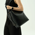 OLEADA NYC Bucket Bag > Leather Tote Bag For Women > Large Capacity Handbag > Convertible To Shoulder Bag > stylish 14 inch laptop bag Marina Soft Bucket