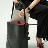 OLEADA NYC Bucket Bag > Leather Tote Bag For Women > Large Capacity Handbag > Convertible To Shoulder Bag > stylish 14 inch laptop bag Marina Soft Bucket