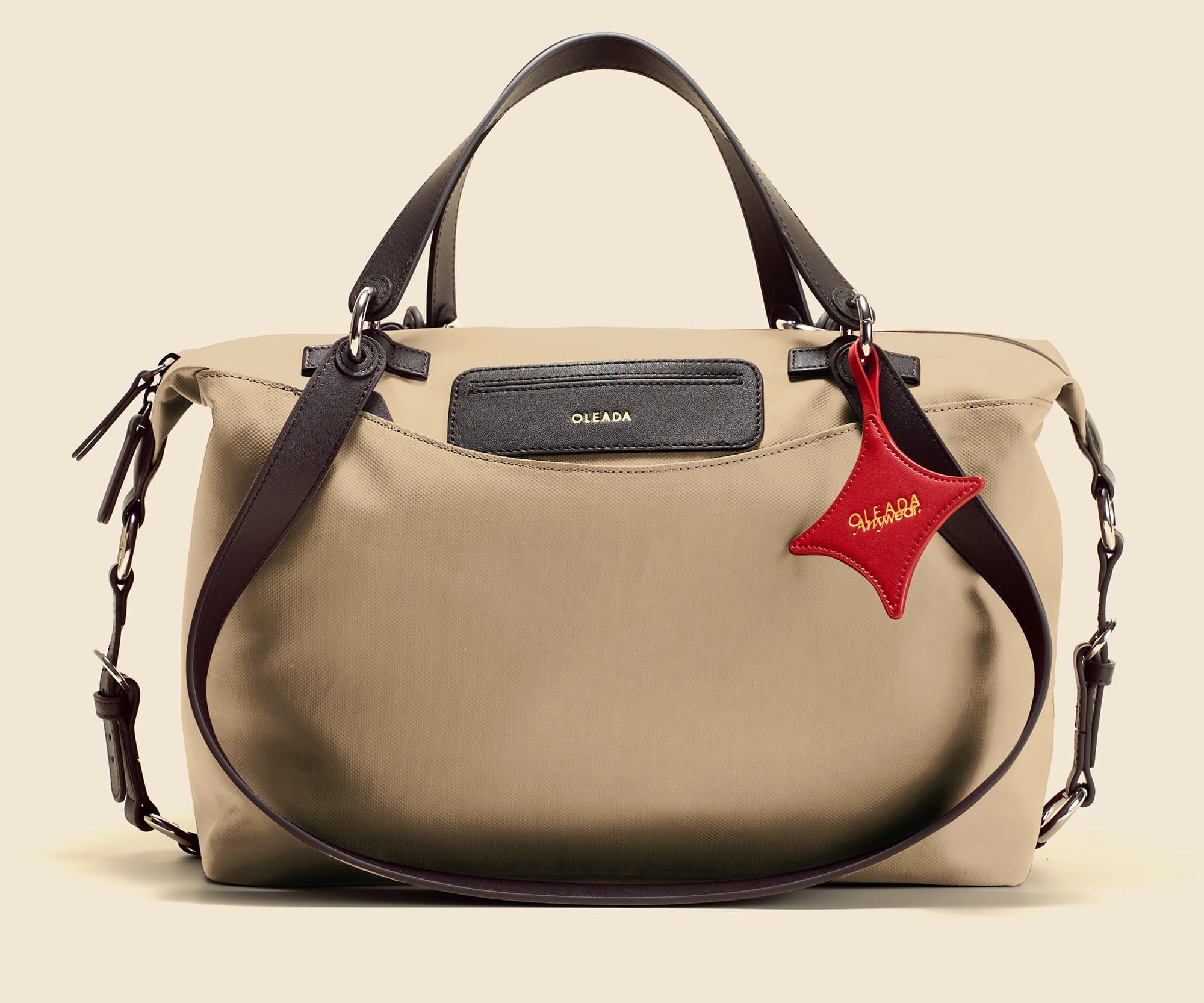 OLEADA NYC convertible travel bags > airport tote bags > overnight bags > water-resistant vegan bags > stylish multi-use bags Color_Abu Dhabi AnyWear AnyDuffle - Travel Size