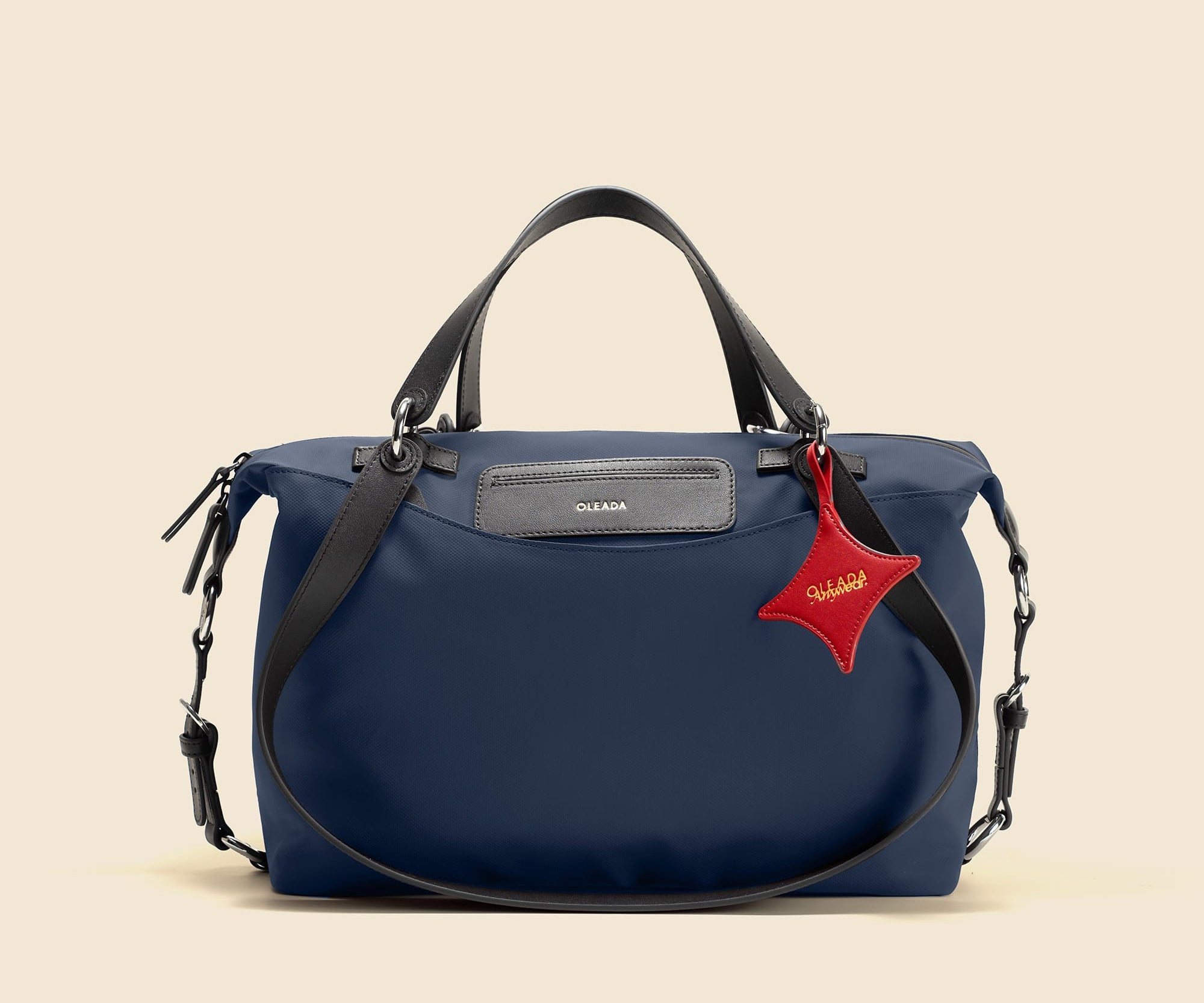 OLEADA NYC convertible travel bags > airport tote bags > overnight bags > water-resistant vegan bags > stylish multi-use bags Color_Mykonos AnyWear AnyDuffle - City Size