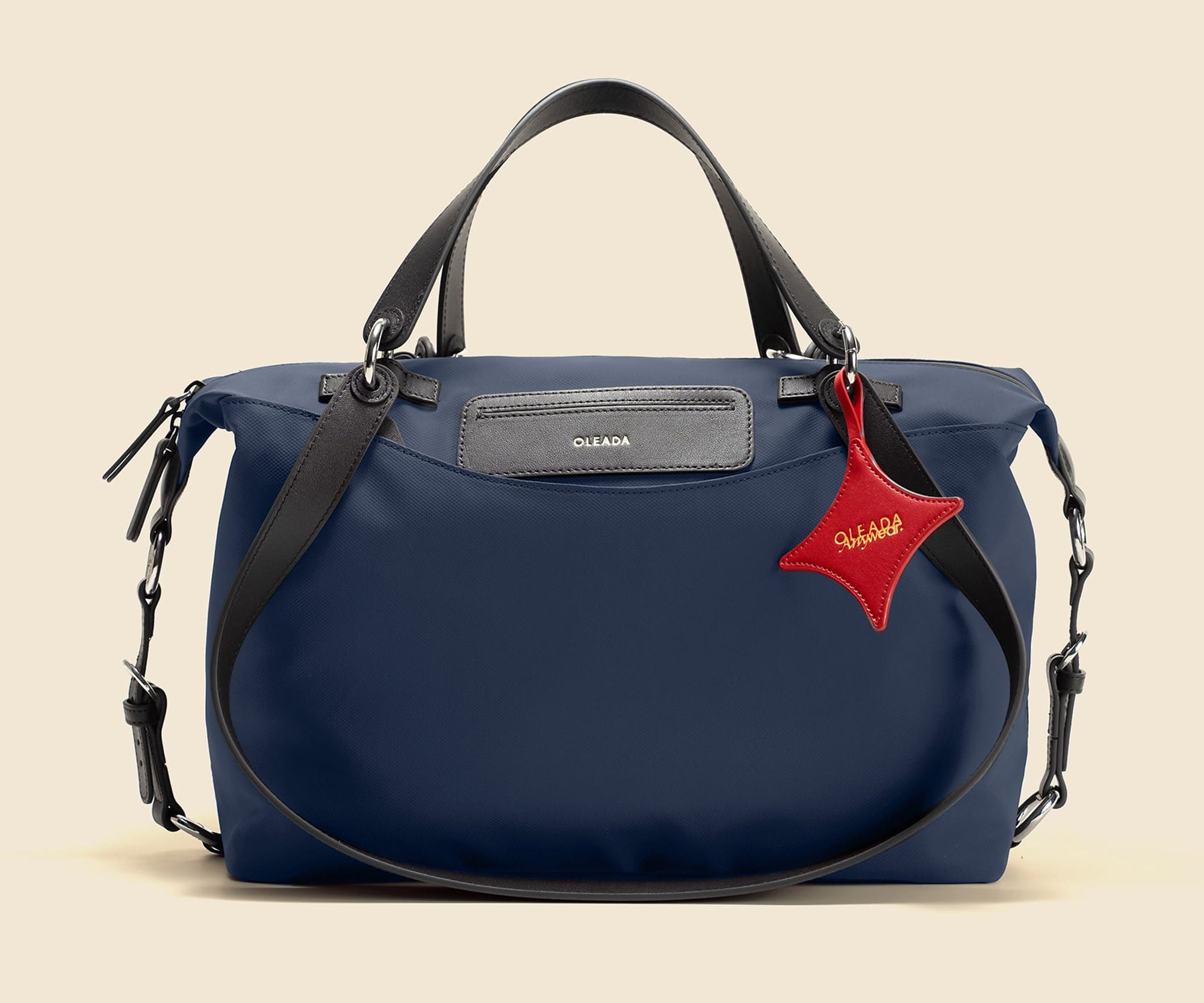 OLEADA NYC convertible travel bags > airport tote bags > overnight bags > water-resistant vegan bags > stylish multi-use bags Color_Mykonos AnyWear AnyDuffle - Regular Size