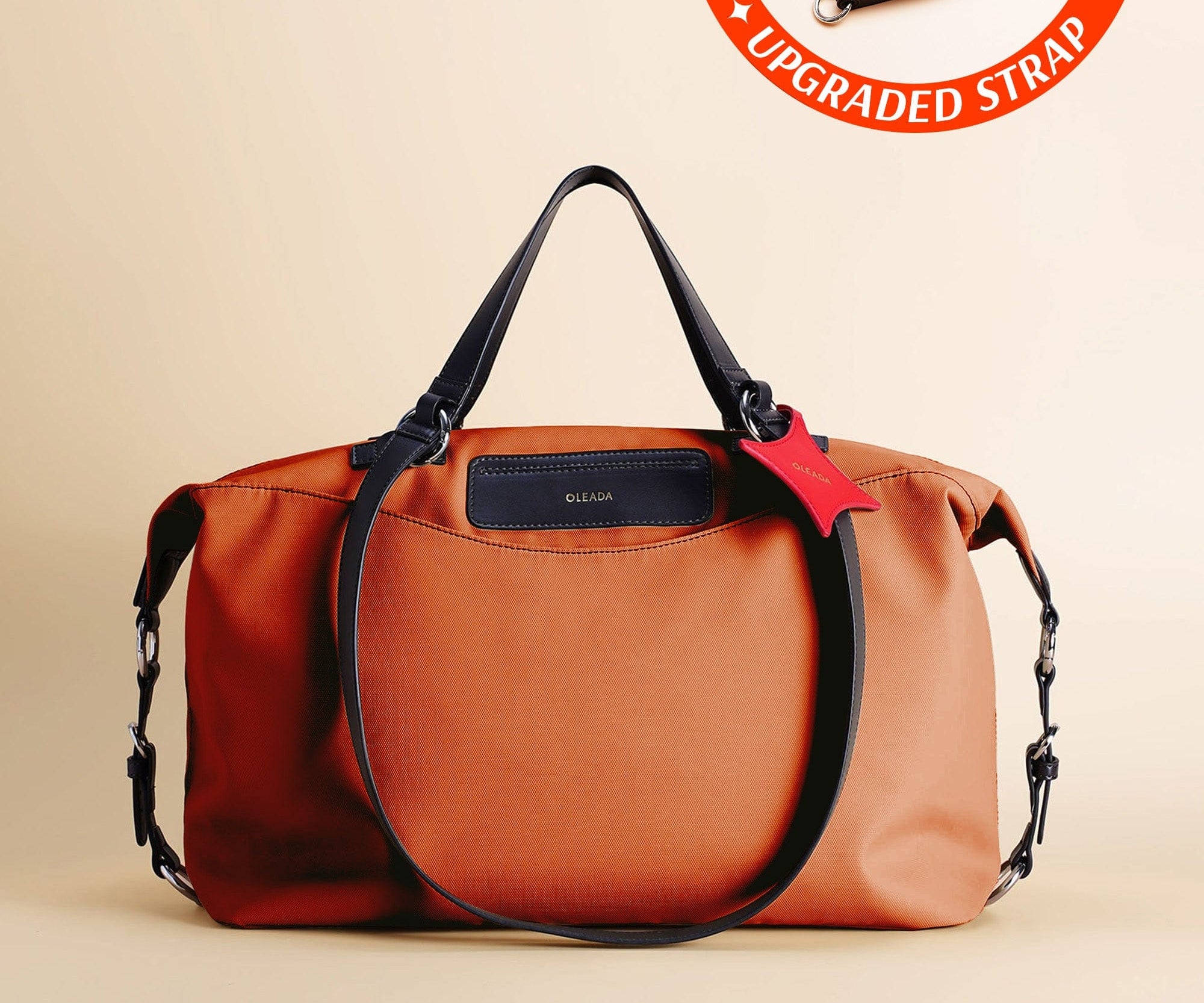 OLEADA NYC convertible travel bags > airport tote bags > overnight bags > water-resistant vegan bags > stylish multi-use bags Color_Sedona AnyWear AnyDuffle