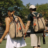 OLEADA NYC convertible travel bags > work-to-travel backpack > commuter bags > water-resistant vegan bags > stylish multi-use backpack Color_Abu Dhabi AnyWear Tennis Backpack