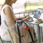 OLEADA NYC convertible travel bags > work-to-travel backpack > commuter bags > water-resistant vegan bags > stylish multi-use backpack Color_Abu Dhabi AnyWear Tennis Backpack