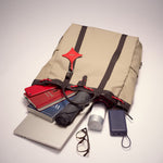 OLEADA NYC convertible travel bags > work-to-travel backpack > commuter bags > water-resistant vegan bags > stylish multi-use backpack Color_Abu Dhabi AnyWear Tennis Backpack