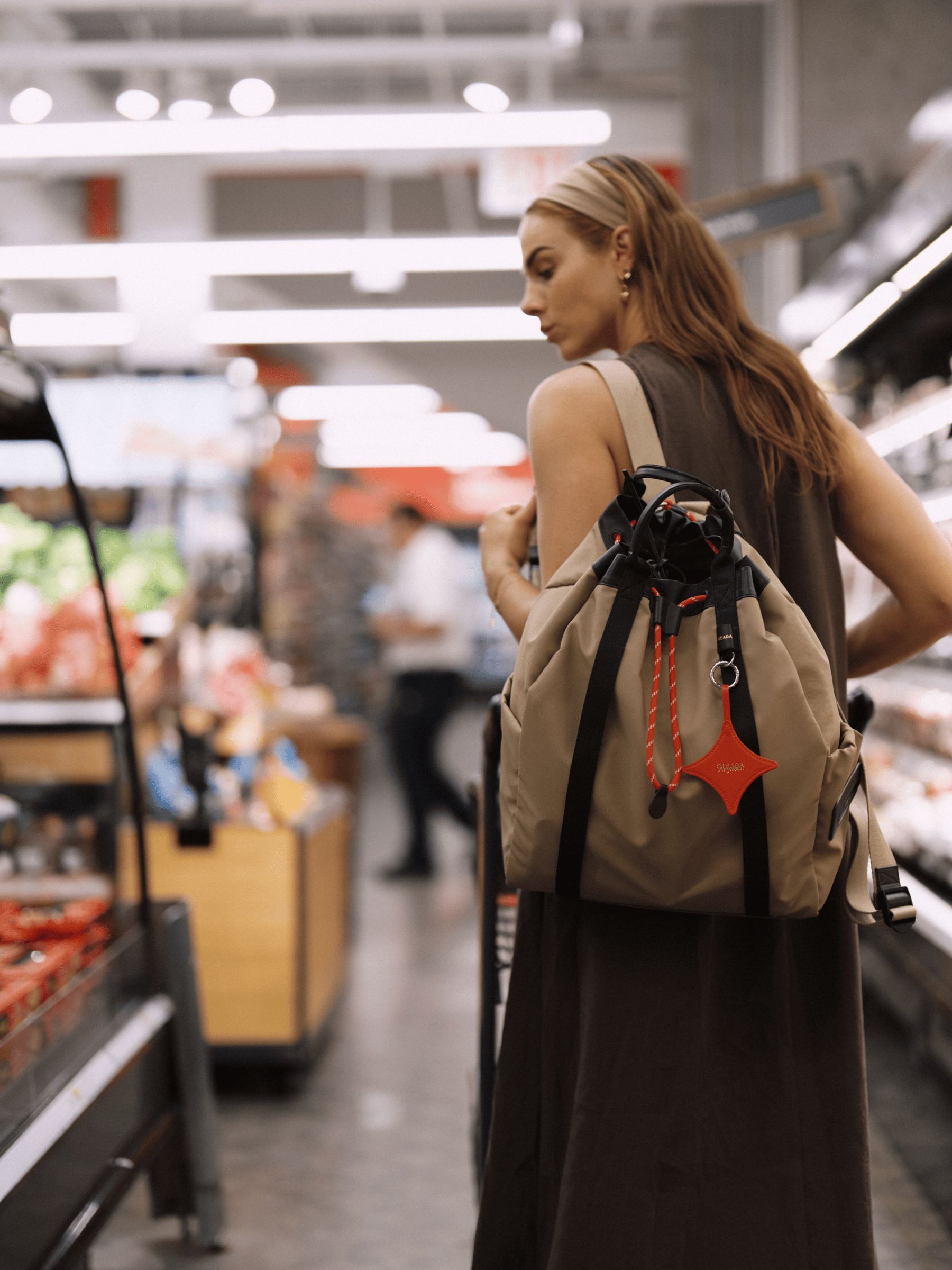 OLEADA NYC convertible travel bags > work-to-travel backpack > commuter bags > water-resistant vegan bags > stylish multi-use backpack Color_Abu Dhabi AnyWear Tennis Backpack