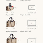 OLEADA NYC Convertible Travel Bags > Work-to-Travel Duffle Bags > Organized Carry Bags > Water-Resistant Vegan Bags > Stylish Multi-Use Bags Color_Tan Anywear AnyDuffle City