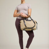 OLEADA NYC Convertible Travel Bags > Work-to-Travel Duffle Bags > Organized Carry Bags > Water-Resistant Vegan Bags > Stylish Multi-Use Bags Color_Tan Anywear AnyDuffle City
