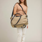 OLEADA NYC Convertible Travel Bags > Work-to-Travel Duffle Bags > Organized Carry Bags > Water-Resistant Vegan Bags > Stylish Multi-Use Bags Color_Tan Anywear AnyDuffle Travel