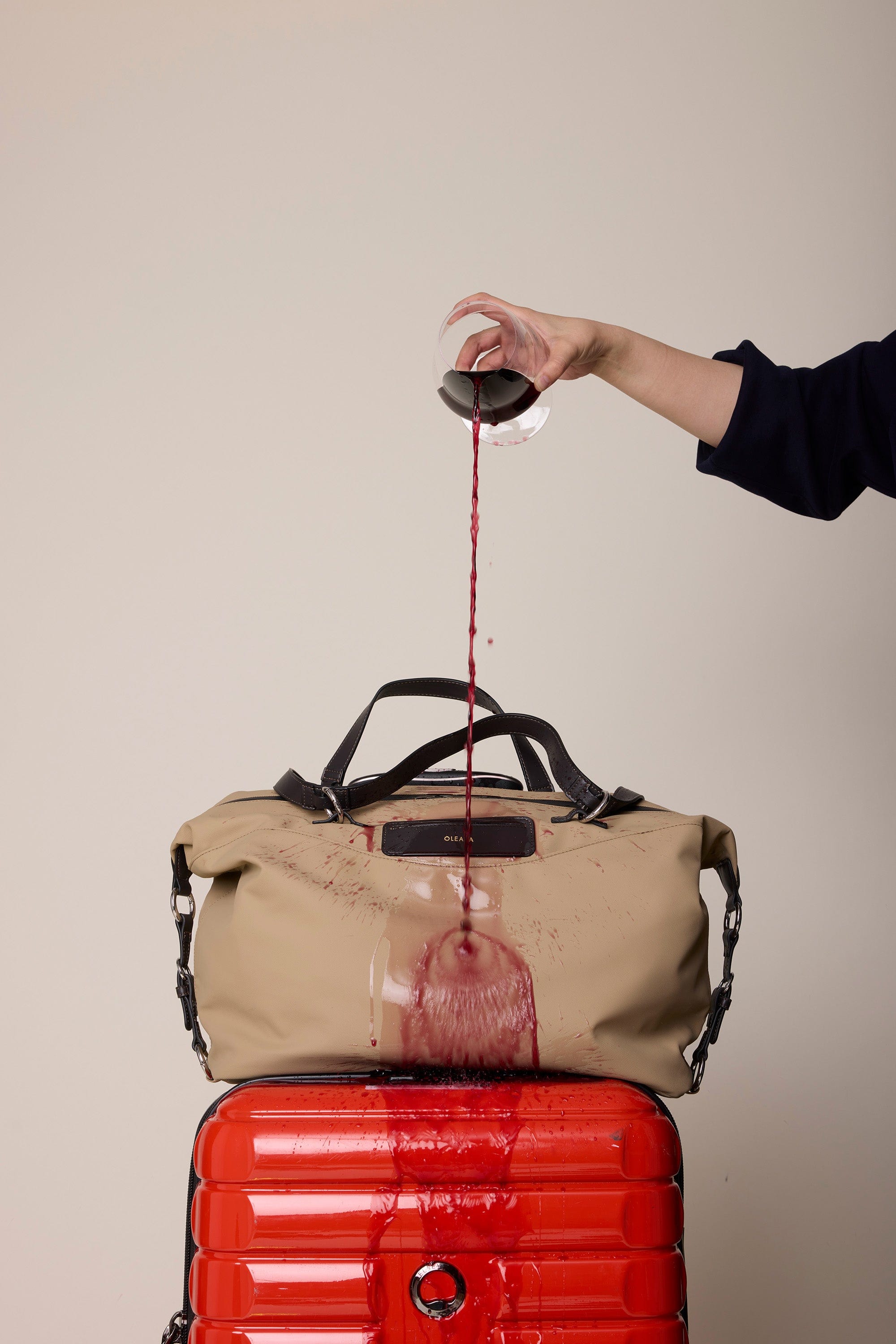 OLEADA NYC Convertible Travel Bags > Work-to-Travel Duffle Bags > Organized Carry Bags > Water-Resistant Vegan Bags > Stylish Multi-Use Bags Color_Tan Anywear AnyDuffle Travel